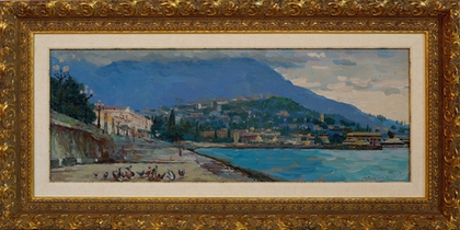 Картина Бочарова С.П. "Ялта. Нижняя набережная" холст/масло 30х80