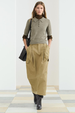 ZARA СВИТЕР С ВОРОТНИКОМ-ПОЛО, ХАКИ