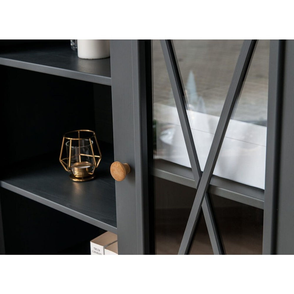 Комод «Форест» 2 двери и полки серый 7012/бейц-масло