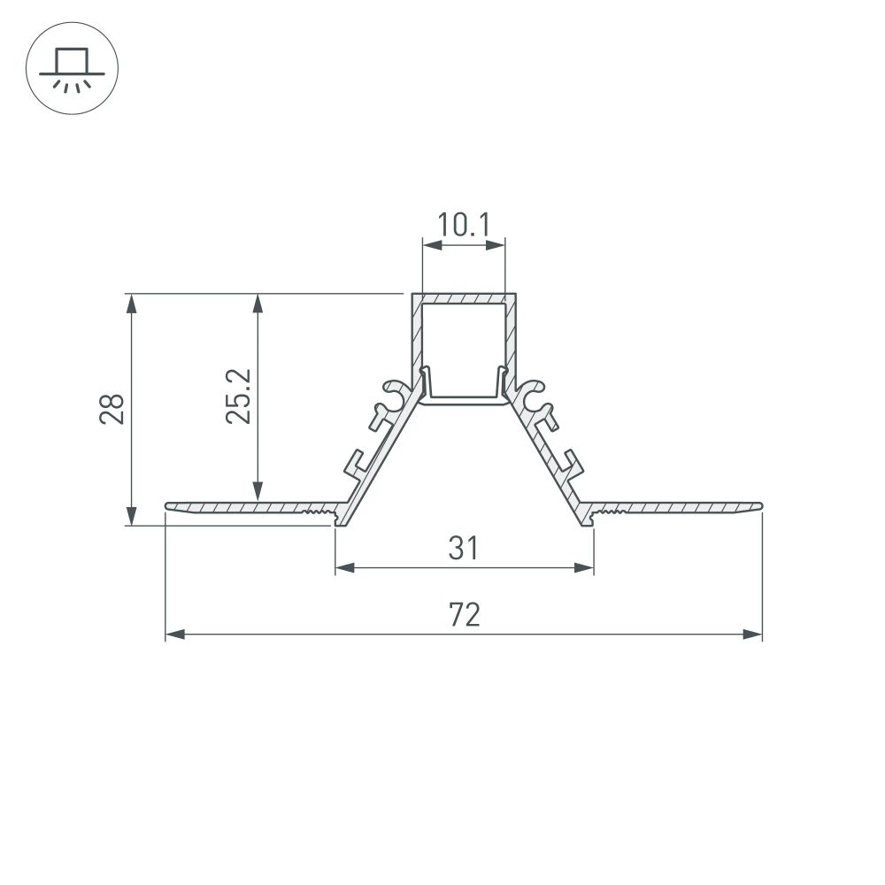 Профиль COMFORT10-V-FANTOM-2000 ANOD (Arlight, Алюминий) 053030