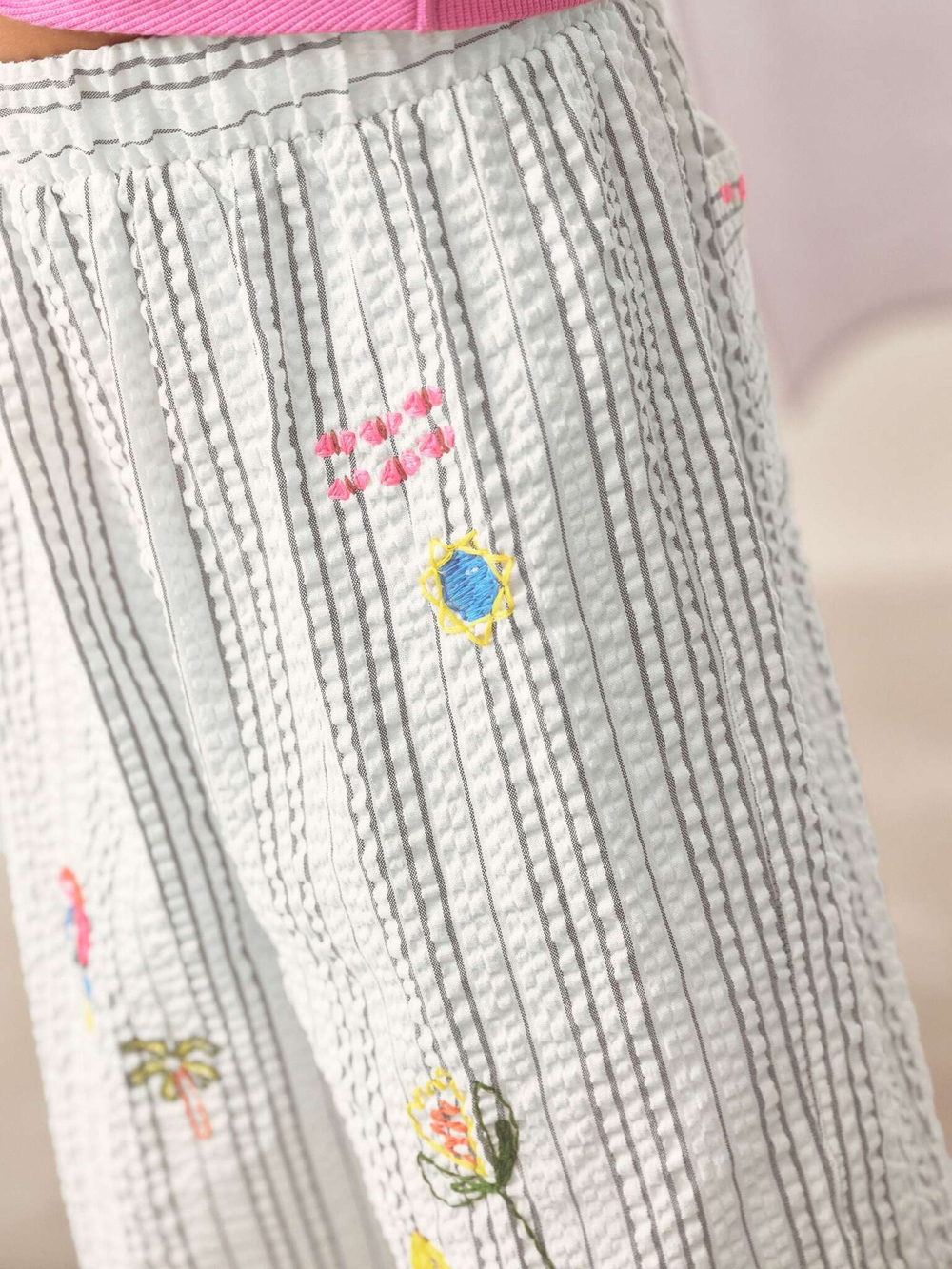 Брюки широкие для девочки Next AB1-533, Черный, Серый