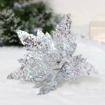 Украшение новогоднее «Пуансеттия - Царица ночи» 24 см, Серебро