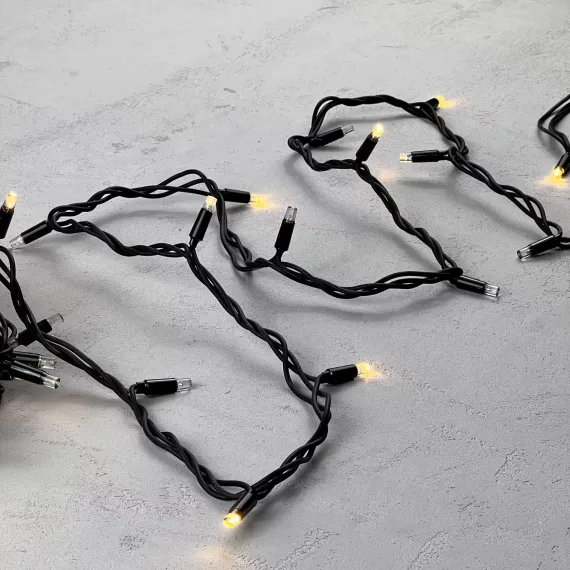 Светодиодная гирлянда Sealed с супер - мерцанием 10 м., 220V ., 75 теплых белых LED ламп, черный каучук, LTC (LL75ABL-1-2WW)