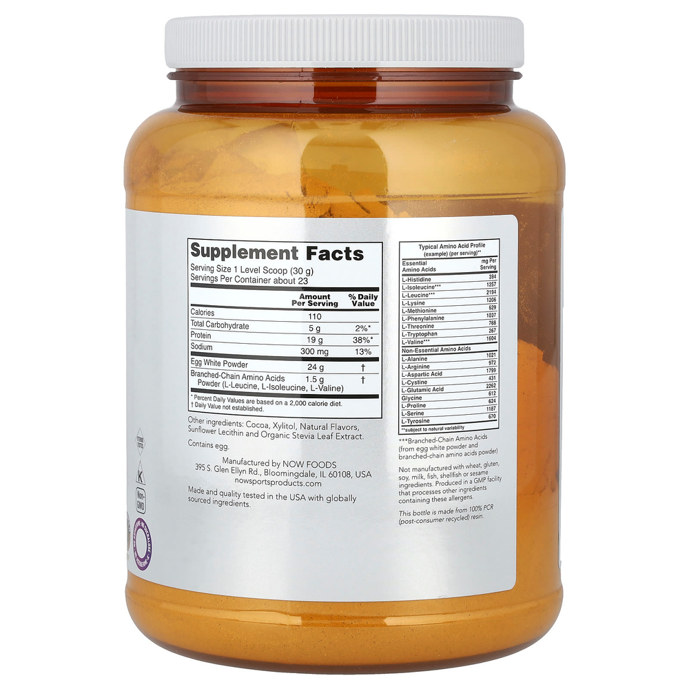 NOW Foods, Sports, яичный белок с BCAA, сливочный шоколад, 680 г (1,5 фунта)