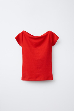 ZARA ФУТБОЛКА ИЗ СМЕСОВОГО МОДАЛА, КРАСНЫЙ