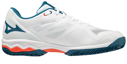 Мужские кроссовки теннисные Mizuno Wave Exceed Light CC - white/cherry tomato/moroccan blue