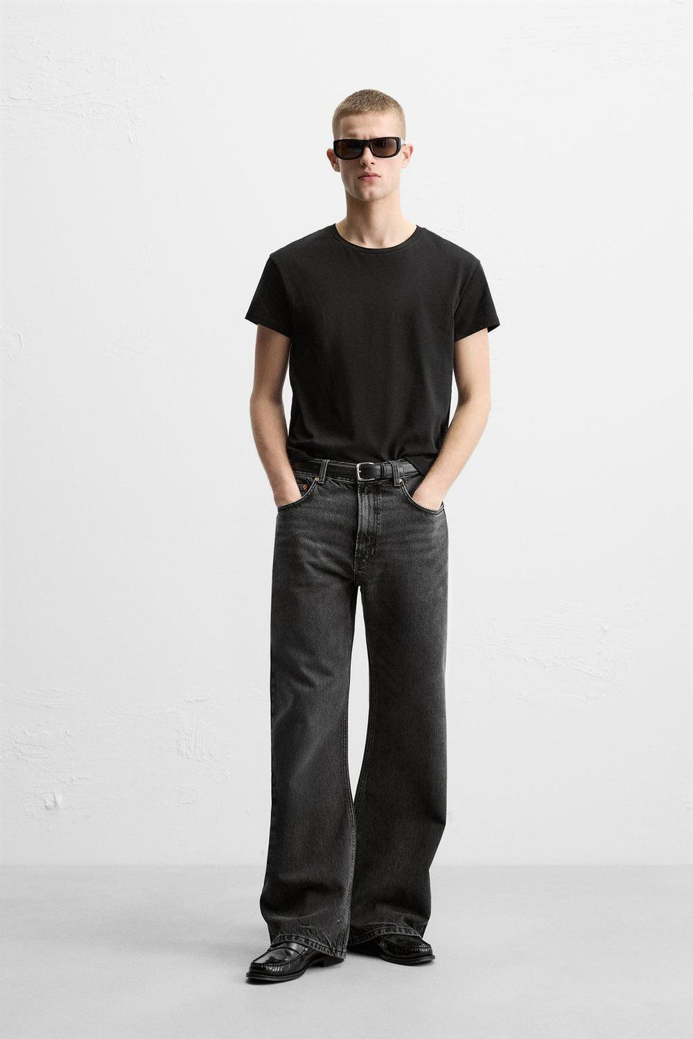 ZARA ДЖИНСЫ FLARE FIT BAGGY, УГОЛЬНЫЙ