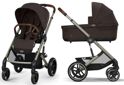 Коляска Cybex Balios S Lux TPE complete Aton S2 Moon Black 3 в 1 Chocolate Brown с дождевиками