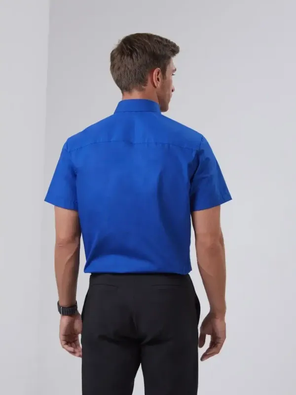 Рубашка приталенная SLIM FIT с коротким рукавом, синяя