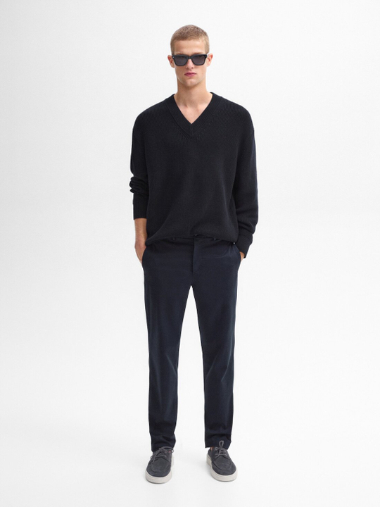 Massimo Dutti Зауженные брюки чинос из хлопка, темно-синий
