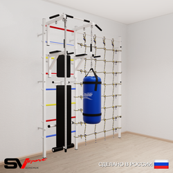 Шведская стенка Sv Sport 58030 (Турник стандарт/Брусья/Скамья/Канат/Цепь/Мешок 30кг/Канатный лаз)