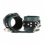 Наручники из натуральной кожи изумруд