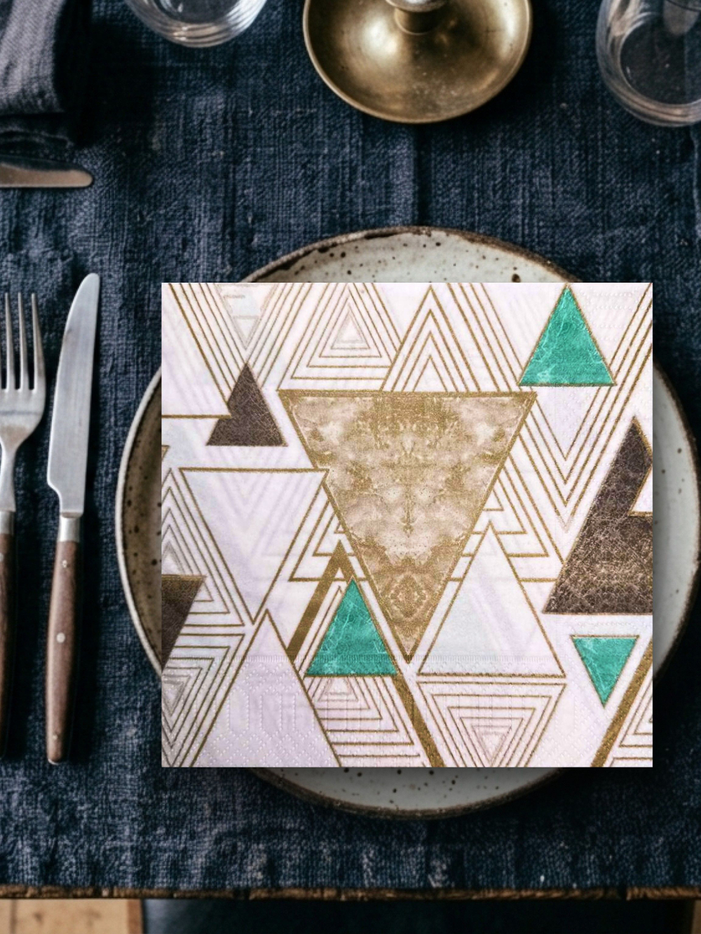 Салфетки бумажные праздничные трёхслойные для сервировки и декупажа Малахит