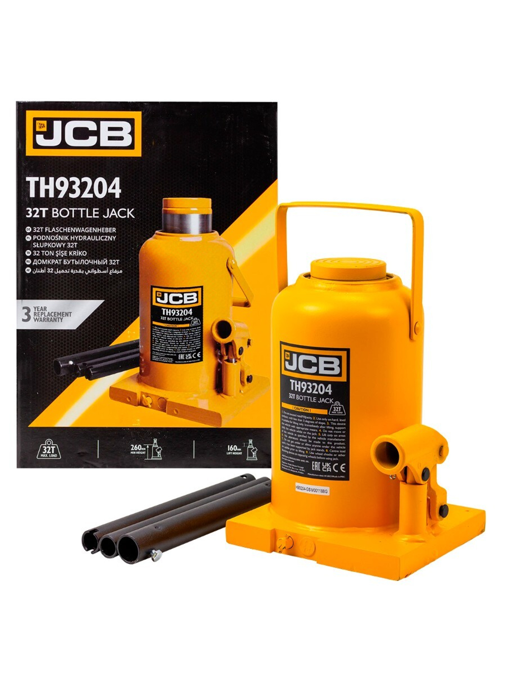 Домкрат бутылочный 32т с клапаном JCB JCB-TH93204