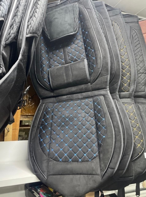 UU - Z6 Синий / Комплект чехлов на сиденья, ткань черная, строчка синяя, замша, 5 предметов, серия: стандарт ком-фо (за комплект)