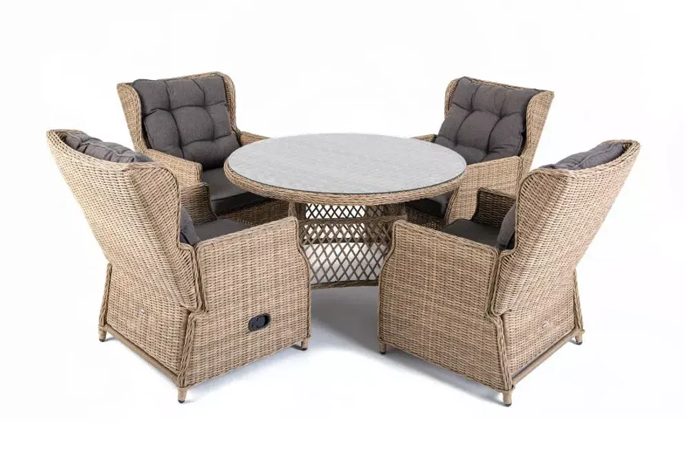 "Лацио" обеденная группа из искусственного ротанга, цвет соломенный