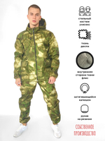 Костюм демисезонный тактический (куртка, брюки) для рыбалки и охоты, размер 48-50, ЗЕЛЕНЫЙ МОХ ФЛИС, 80%пэ, 20%хл, ЧЕБПРО, МПС