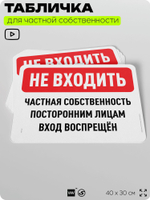 Табличка для частной территории "Не входить, частная собственность", на дом, для участка, организаций, предупреждающая, 40х30 см, Silver Plane x Айдентика Технолоджи