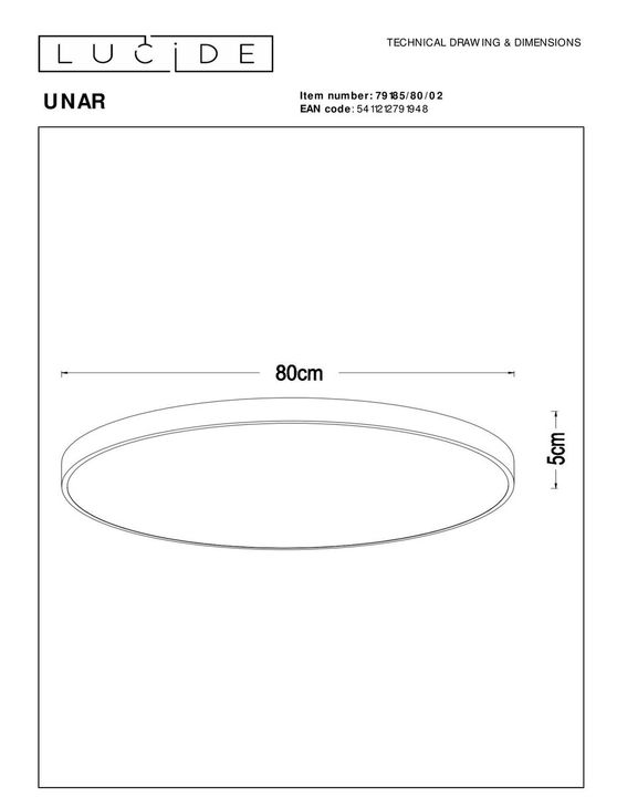 Потолочный светодиодный светильник Lucide Unar 79185/80/02