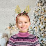 Ободок новогодний с рожками, 24,5х21 см, пластик, цвет: красный/золотистый, ЗОЛОТАЯ СКАЗКА, 592005