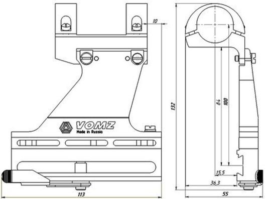 Боковой кронштейн с кольцами для АК, Сайга, Вепрь-Хантер