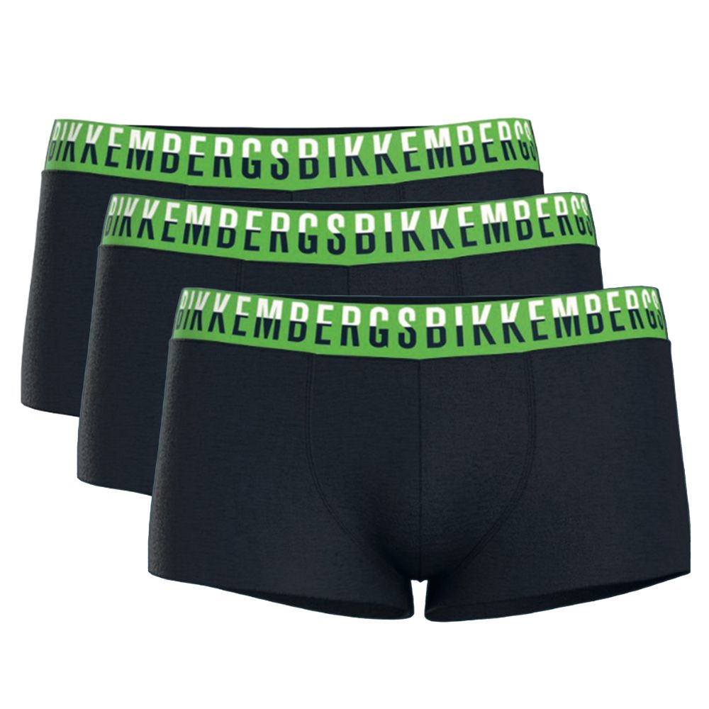 Мужские трусы боксеры темно-синие набор 3в1 Bikkembergs BICOLOR BKK52UTR27TR