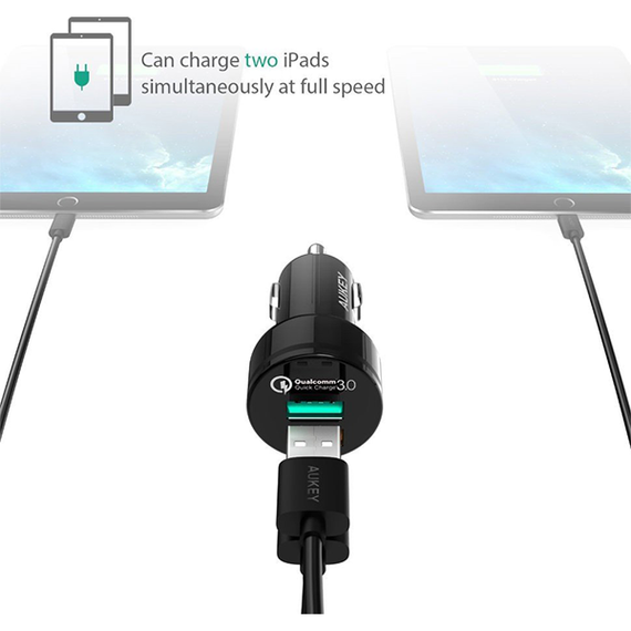 Автомобильное зарядное устройство Aukey CC-T7 Dual Port Car Charger (Black)