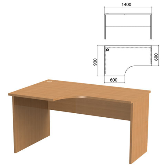 Стол письменный эргономичный "Этюд", 1400х900х750, левый, бук бавария (КОМПЛЕКТ)