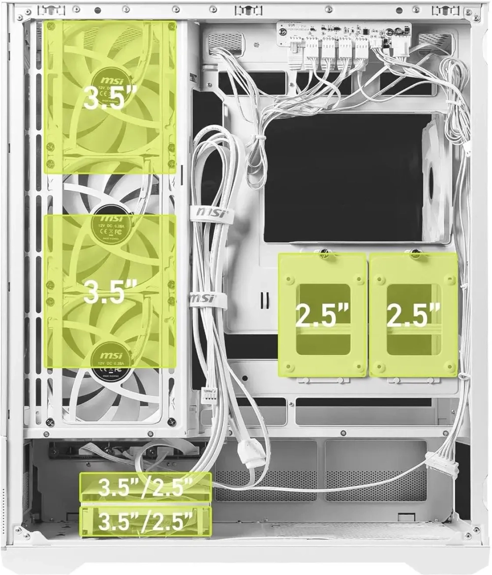 Компьютерный корпус MSI MAG PANO 110R PZ WHITE ATX/mATX/mITX, Back connect:ATX/mATX Type-C White