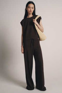 ZARA БРЮКИ ПРЯМОГО КРОЯ В СТИЛЕ РУСТИК, АНТРАЦИТОВО-СЕРЫЙ