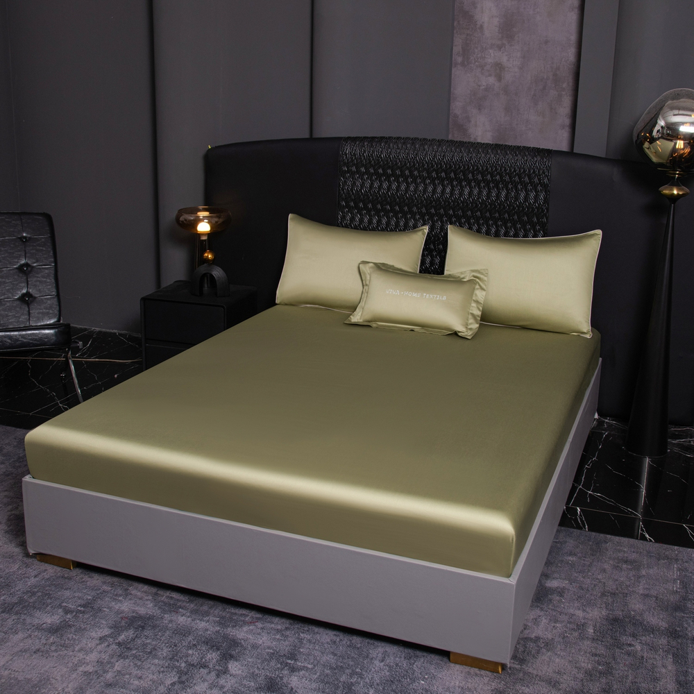 КПБ Однотонный Сатин Премиум на резинке OCPR009, Евро, 4 наволочки, простынь 180*200*30