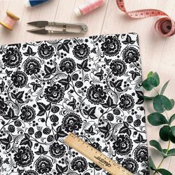 Ткань ниагара черная хохлома