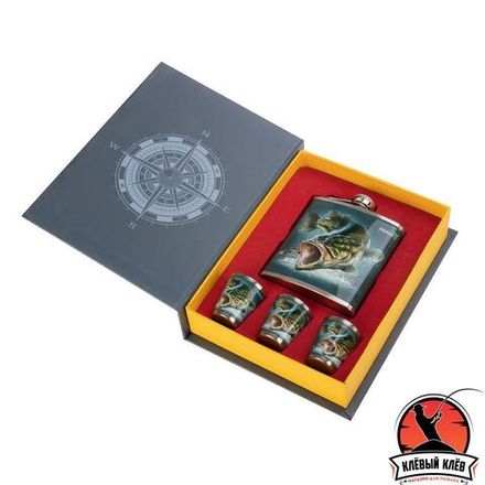 Набор Книга Рыбака (фляжка 210мл + 3 стопки) (HS-KR-F-A20) Helios