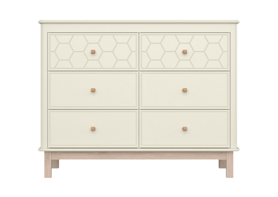 Комод Classic 6 ящиков с фрезеровкой "Мозаика" (молочный)