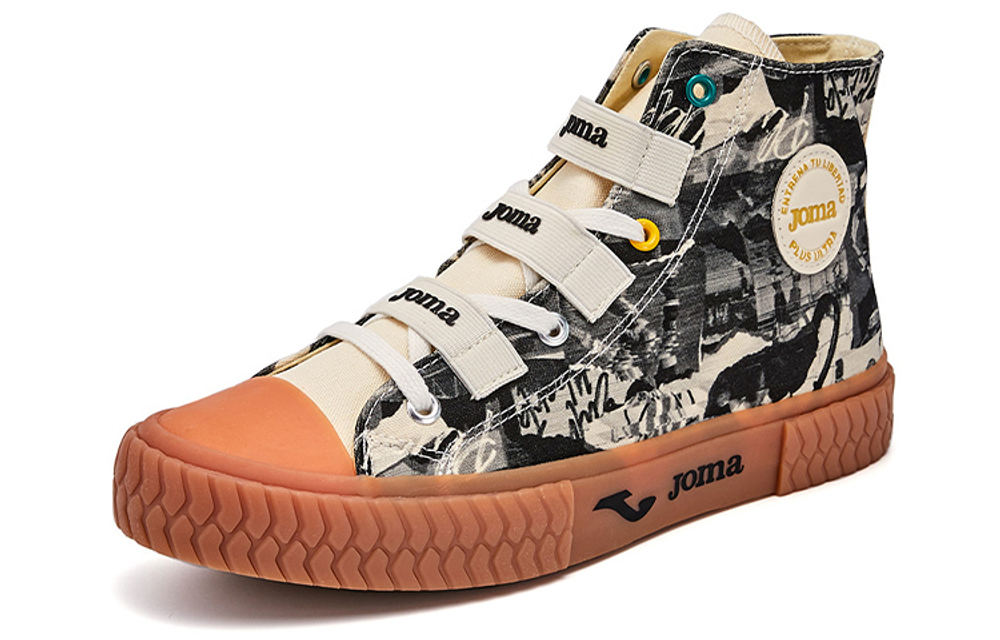 Joma trendy graffiti art high-top canvas shoes khaki black