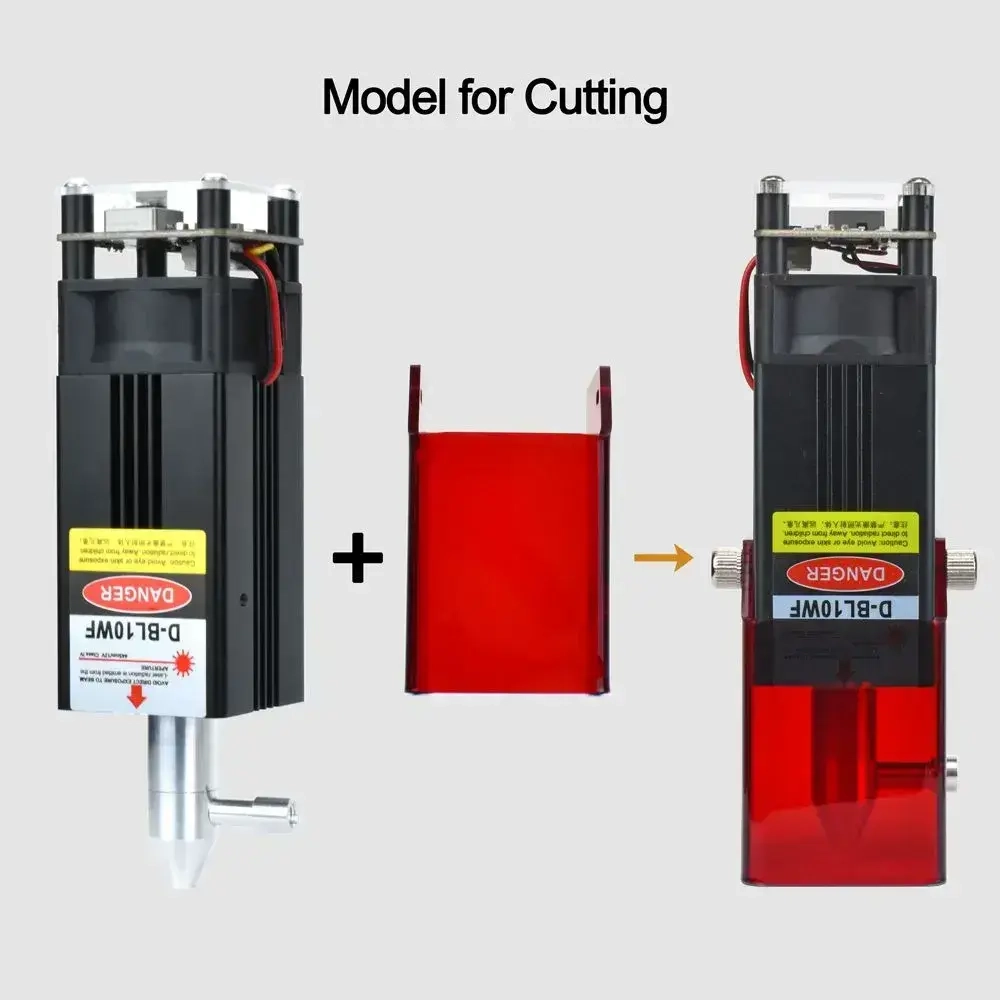 Лазерный модуль 80 Вт, фактическая мощность 10Вт, с воздушной насадкой, подходит для гравировального станка с ЧПУ, 3D-принтера, деревообрабатывающих инструментов DIY, HUAHENGCHI D-BL10WF