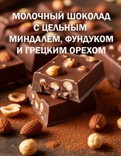 Шоколад молочный с орехами ассорти, брикет