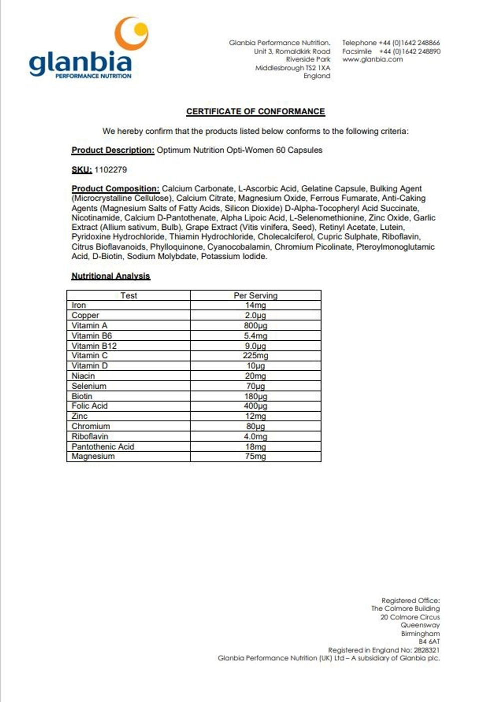 Opti-women (Optimum Nutrition)