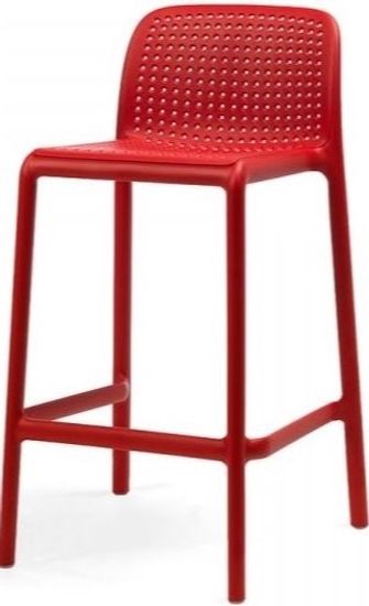Стул пластиковый полубарный Lido Mini красный Италия