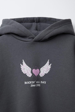 ZARA ХУДИ С ПРИНТОМ, СЕРО-СИНИЙ