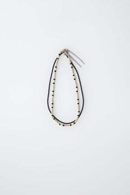 ZARA НАБОР ИЗ ДВУХ ОЖЕРЕЛЕЙ ИЗ ДЕРЕВЯННЫХ БУСИН, ЧЕРНЫЙ/БЕЛЫЙ