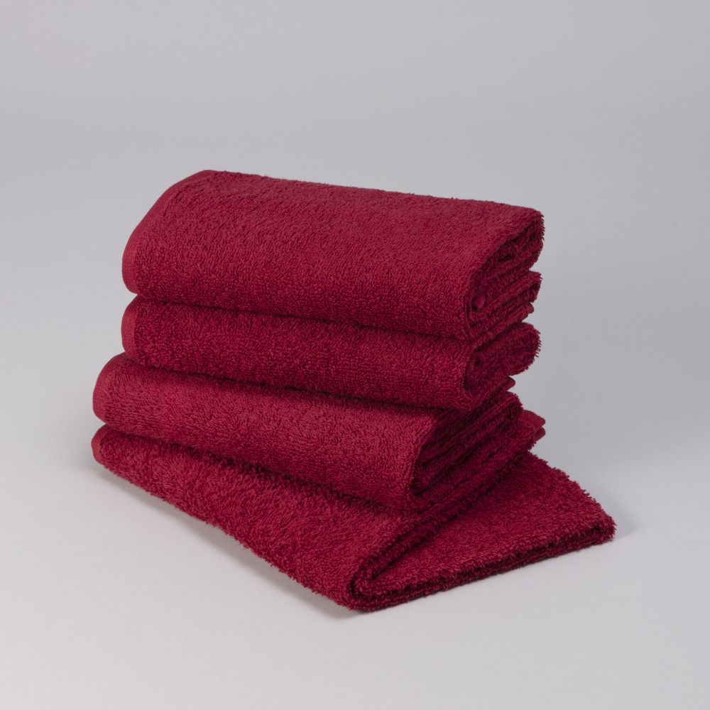 НАБОР ПОЛОТЕНЕЦ МАХРОВЫХ ИЗ 4-Х ШТ 40Х70СМ,БОРДОВЫЙ,100%Х\Б