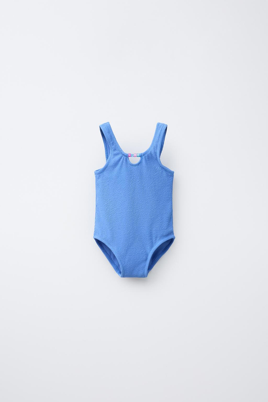 ZARA КУПАЛЬНИК С БУСИНАМИ, СИНИЙ