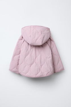 ZARA СТЕГАНАЯ КУРТКА WATER REPELLENT, РОЗОВЫЙ