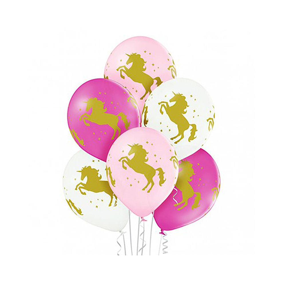 Ассорти из шаров Единороги, 8 шариков с рисунком