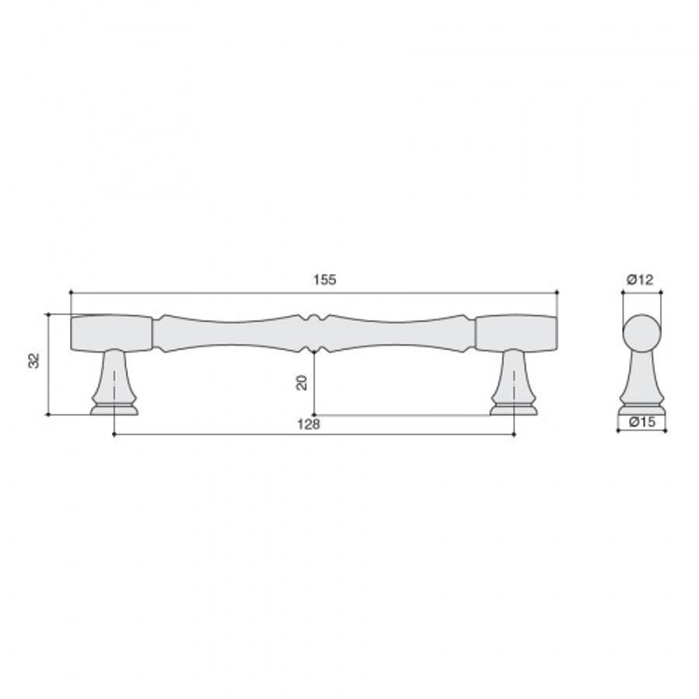 Ручка-скоба 128мм, отделка бронза темная
