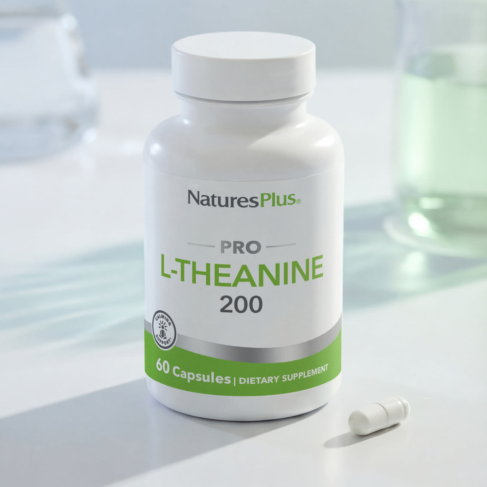 NaturesPlus, Pro, L-теанин 200, 60 капсул (200 мг в 1 капсуле)