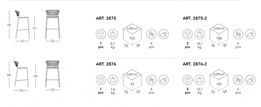 Стул барный плетеный Scab Design Lisa Club, терракотовый