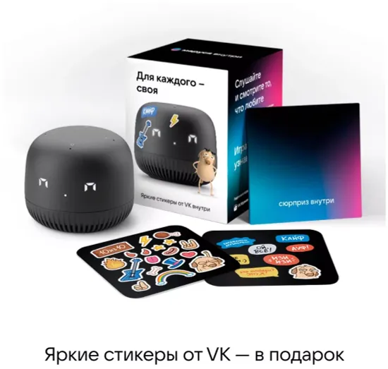 Умная колонка VK Капсула Нео (с часами), черный