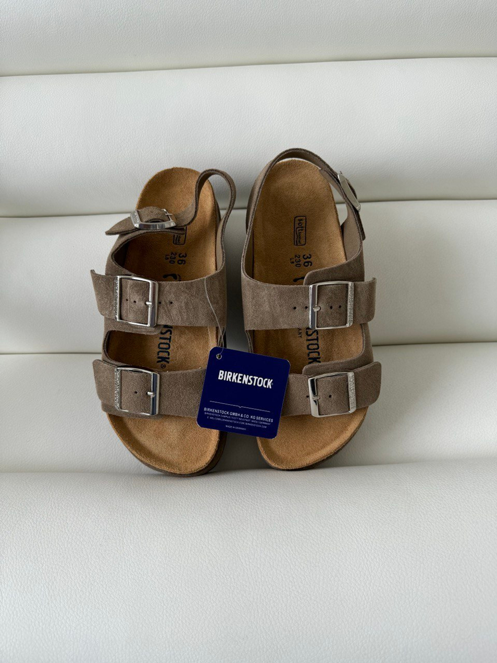Сандали Birkenstock на утолщенной подошве коричневые